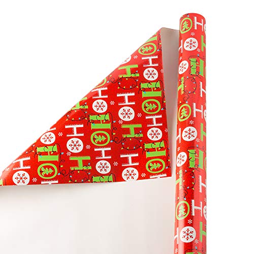 JAM PAPER Wide Gift Wrap - Christmas Wrapping Paper - 40 Sq Ft - Ho-Ho-Holographic - Roll Sold Individually