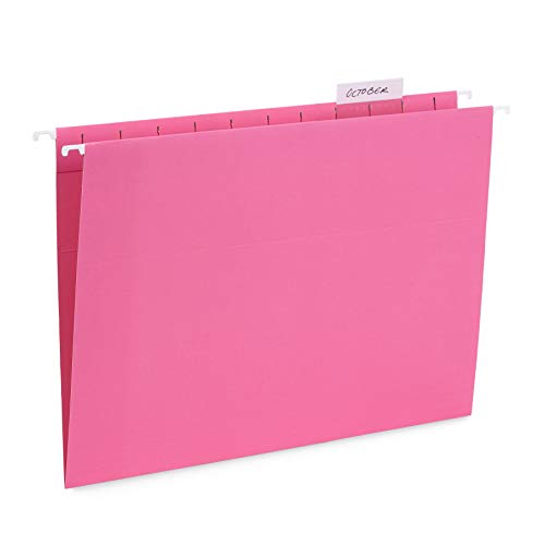 Blue Summit Supplies Hanging File Folders, 25 Reinforced Hang Folders, Designed for Home and Office Color Coded File Organization, Letter Size, Pink, 25 Pack