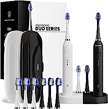 Book Cover AquaSonic DUO Dual Handle Ultra Whitening 40,000 VPM Wireless Charging Electric ToothBrushes - 3 Modes with Smart Timers - 10 DuPont Brush Heads & 2 Travel Cases Included