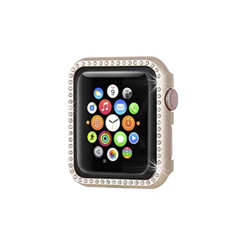 Henstar Compatible with Apple Watch Case 38mm,iWatch Face Bling Crystal Diamonds Plate Cover Protective Frame Compatible with Apple Watch Series 3/2/1 (Gold-Diamond, Series 3/2/1 38mm)