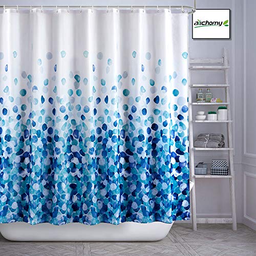 Book Cover ARICHOMY Shower Curtain, Farmhouse Shower Curtain Set Bathroom Fabric Fall Curtains Waterproof Colorful Funny with Standard Size 72 by 72 (Blue)