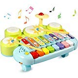 Xylophone Table Music Toys of Ohuhu, Multi-Function Toys Kids Drum Set, Discover & Play Piano Keyboard, Xylophone Set Electronic Learning Toys for Baby Infant Toddler for Kids