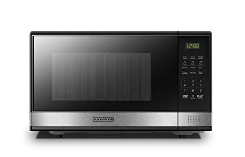 Book Cover BLACK+DECKER EM031MB11 Digital Microwave Oven with Turntable Push-Button Door, Child Safety Lock, 1000W, 1.1cu.ft, Black & Stainless Steel, 1.1 Cu.ft