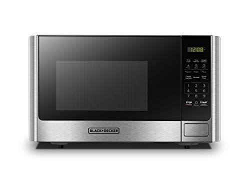 Book Cover BLACK+DECKER Digital Microwave Oven with Turntable Push-Button Door, Child Safety Lock, Stainless Steel, 0.9 Cu Ft