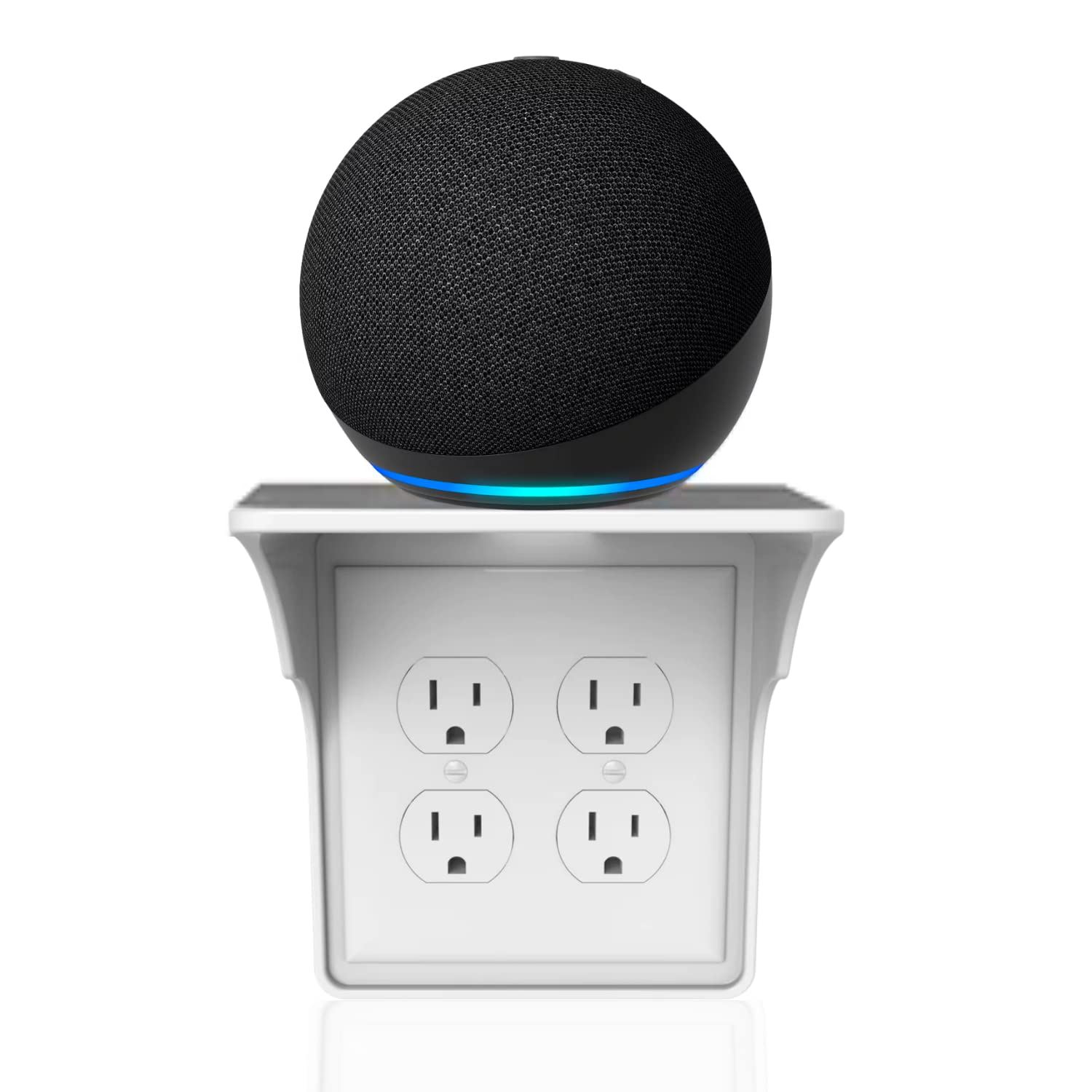 Storage Theory Power Perch Double Wall Outlet Shelf 1 Pcs White - Home Wall Shelf Organizer for Bathroom, Kitchen, Bedrooms - Cord Management and Easy Installation 1 Pack White
