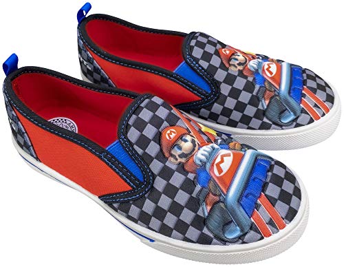 SUPER MARIO Brothers Mario & Luigi Boys Shoes, Nintendo Sneaker Easy Slip-on, Little Kid/Big Kid, Size 10 to 3