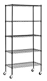 Muscle Rack MWS361872-BLK 5 Shelf Black Wire Mobile Shelving Unit, 72" Height, 36" Width, 18" Length