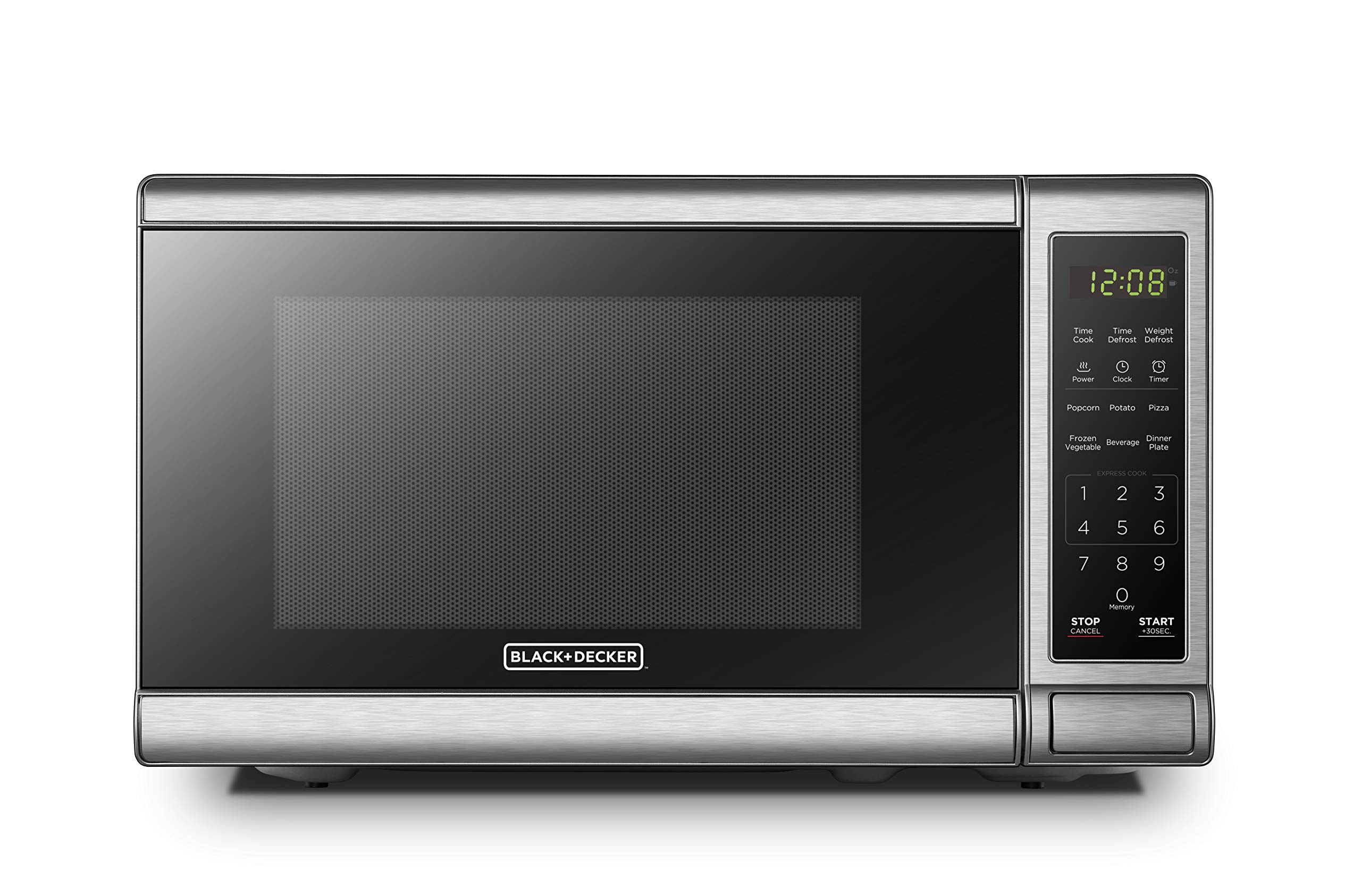 Book Cover BLACK+DECKER EM720CB7 Digital Microwave Oven with Turntable Push-Button Door, Child Safety Lock, 700W, Stainless Steel, 0.7 Cu.ft