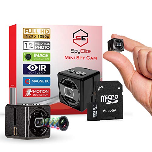 Mini Hidden Wireless 1080p Video Security Spy Camera for Indoor/Outdoor Surveillance - Free 32GB Card - Portable Small Eye Micro in Home Nanny Cam - Night Vision/Motion Detection Minicamera- No WiFi