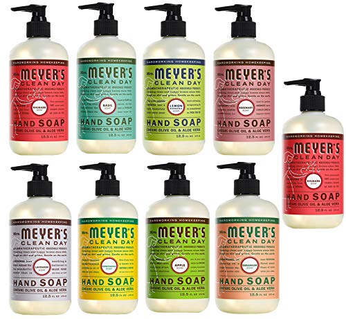 Peaceful Squirrel Variety, Mrs Meyers Clean Day Liquid Hand Soap Variety (Pack of 9) - 12.5 oz Each