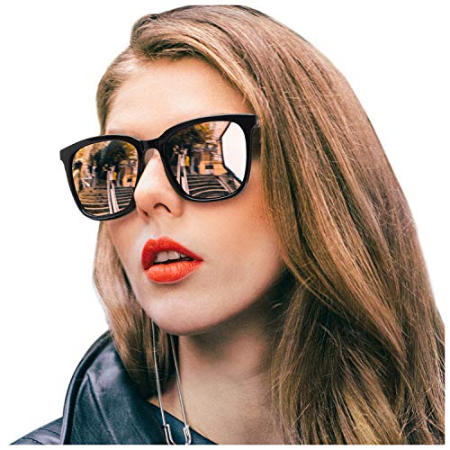 SIPHEW Polarized Sunglasses for Women, Mirrored Sunglasses-Fashion Oversized Eyewear with UV400 Protection