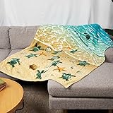 Dawhud Direct Turtle Beach Fleece Blanket for Bed, 50"x60" Turtle Fleece Throw Blanket for Women, Men & Kids - Super Soft Plush Beach Blanket Throw Fleece Turtle Ocean Blanket - Queen Size Blanket