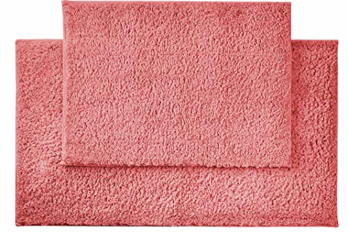 AmazonBasics Performance Bath Rug Set, 17" x 24" and 20" x 34", Coral Pink