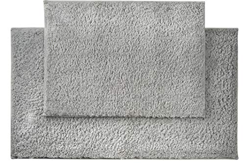 AmazonBasics Performance Bath Rug Set, 17" x 24" and 20" x 34", Soft Silver
