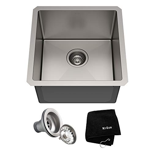 Kraus KHU101-17 Standart PRO 16 Gauge Undermount Single Bowl Kitchen Sink, 17 Inch, Stainless Steel