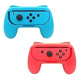 Beastron Grips Compatible with Nintendo Switch Joy Cons, Wear-Resistant Handle, 2 Pack (Red & Blue)