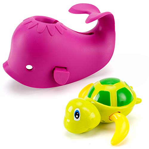 Book Cover Artoflifer Baby Bath Spout Cover Baby Bathtub Faucet Cover Bath Tub Faucet Extender Protector Silicone Soft Spout Cover Purple Whale Bundles with Wind Up Turtle Faucet Baby Covers Protects Purple