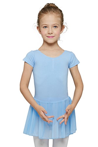 MdnMd Toddler Girls Dance Ballet Leotard with Tutu Skirt Outfit Dress (Blue, Age 4-6 / 4t,5t)