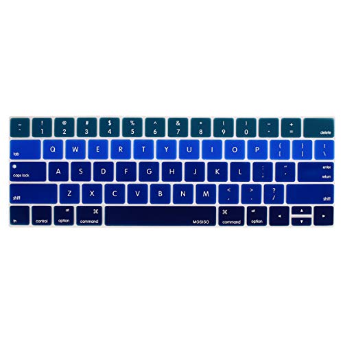 Book Cover MOSISO Keyboard Cover Compatible with MacBook Pro with Touch Bar 13 and 15 inch 2019 2018 2017 2016 (Model: A2159, A1989, A1990, A1706, A1707),Pattern Silicone Skin Protector, Mix Ombre Blue