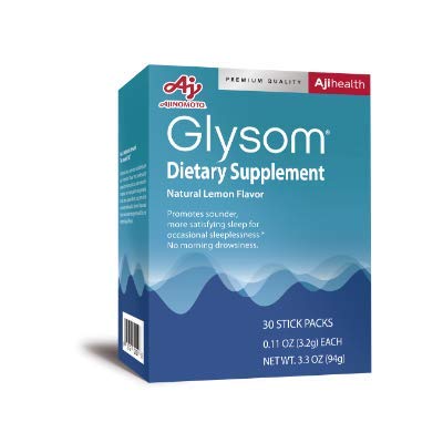 Glysom- Sleep Supplement, Supports Deeper Restful Sleep | Amino Acid Glycine | Natural Lemon Flavor, 30 x3.2g Sticks, 3.3oz Box