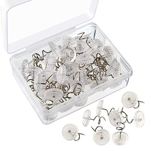 Book Cover KUUQA Upholstery Twist Pins Clear Heads Bed Skirt Pin for Hold Slipcovers and Bedskirts Decoration, 50 Pcs