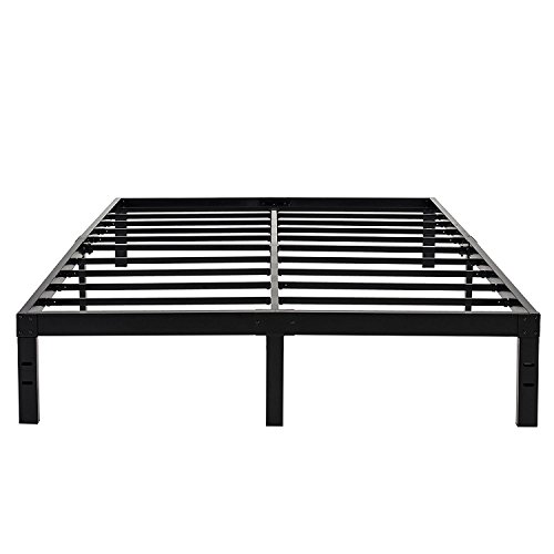 Book Cover 45MinST 14 Inch Reinforced Platform Bed Frame/3500lbs Heavy Duty/Easy Assembly Mattress Foundation/Steel Slat/Noise Free/No Box Spring Needed, King
