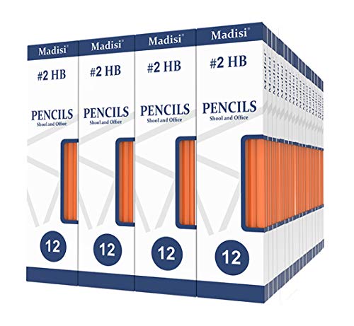 Madisi Wood-Cased #2 HB Pencils, 72 Packs of 12-Count, Yellow, Pre-sharpened, Class Pack, 864 pencils in box