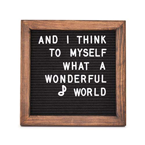 Felt Letter Board, 10x10in, Changeable White Letters, Rustic Pine