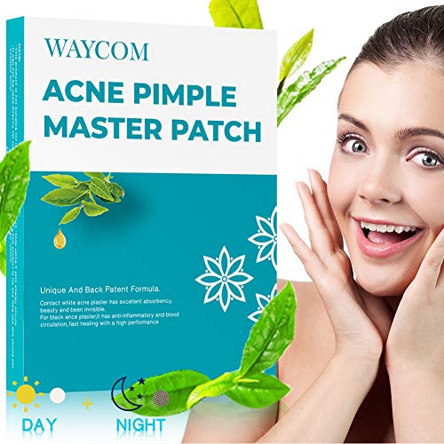 WAYCOM Acne Pimple Master Patch-63 Count,Acne Patch Covers -White and Black Combination Hydrocolloid Acne Pimple Tea Tree Oil Anti-inflammatory Sterilization Fast Healing Drug-Free Breathable