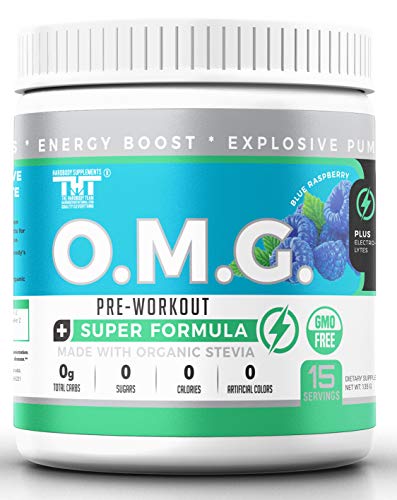Book Cover OMG Preworkout & Organic Caffeine and Creatine for Men and Women | Electrolytes and Stevia | Boost Energy, Stamina, Mental Clarity and Focus