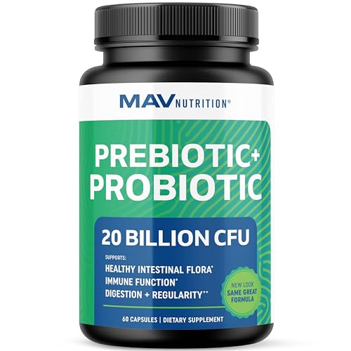 Probiotic and Prebiotic Capsules | Synbiotic Gut Health & Bloating Relief for Women & Men | Enzymes with Probiotics for Digestive Health | 20 Billion CFU | Non-GMO, Gluten-Free, Vegetarian | 60 Ct.