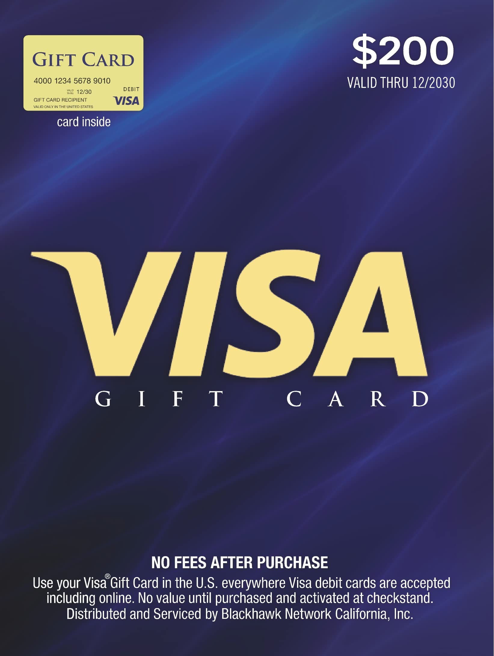 Book Cover Visa $200 Gift Card (plus $6.95 Purchase Fee)