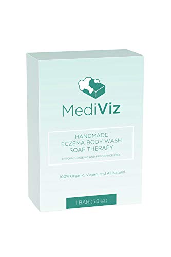MEDIVIZ ECZEMA BODY WASH SOAP THERAPY - SOAP FOR THE RELIEF OF DRY SKIN DERMATITIS PSORIASIS ITCH DANDRUFF ROSACEA SENSITIVE SKIN; HAND SOAP MADE WITH OATMEAL OLIVE OIL COCONUT OIL RAW SHEA BUTTER