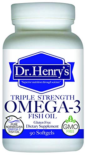 Omega 3 Fish Oil Supplement: Dr. Henry's Triple Strength 2,200mg Burpless Fish Oil Pills with Essential Fatty Acids, EPA and DHA - Gluten Free, Organic, Natural and Non GMO - 90 Softgel Capsules