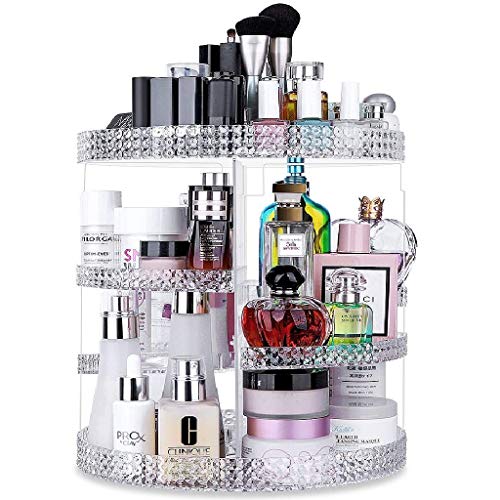 Book Cover Awenia Makeup Organizer 360-Degree Rotating, Adjustable Makeup Storage, 7 Layers Large Capacity Cosmetic Storage Unit, Fits Different Types of Cosmetics and Accessories, Plus Size (Acrylic Clear)