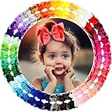 WillingTee 40colors 4.5" Hair Bows for Girls Grosgrain Ribbon Big Hair Bows Alligator Clips Hair Accessories for Baby Girls Infants Toddlers Teens Kids Children