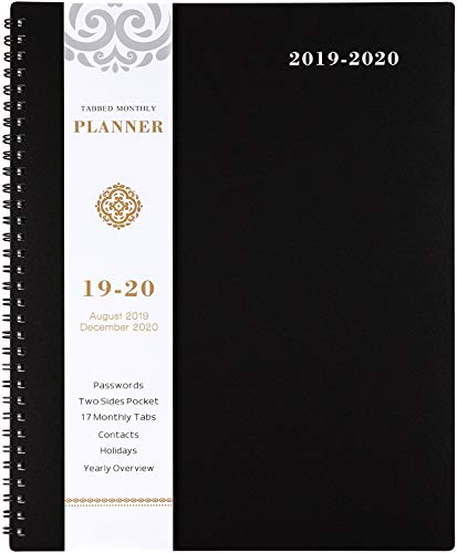 Book Cover 2019-2020 Monthly Planner - 17-Month Planner with Tabs & Pocket & Label, Contacts and Passwords, 8.5