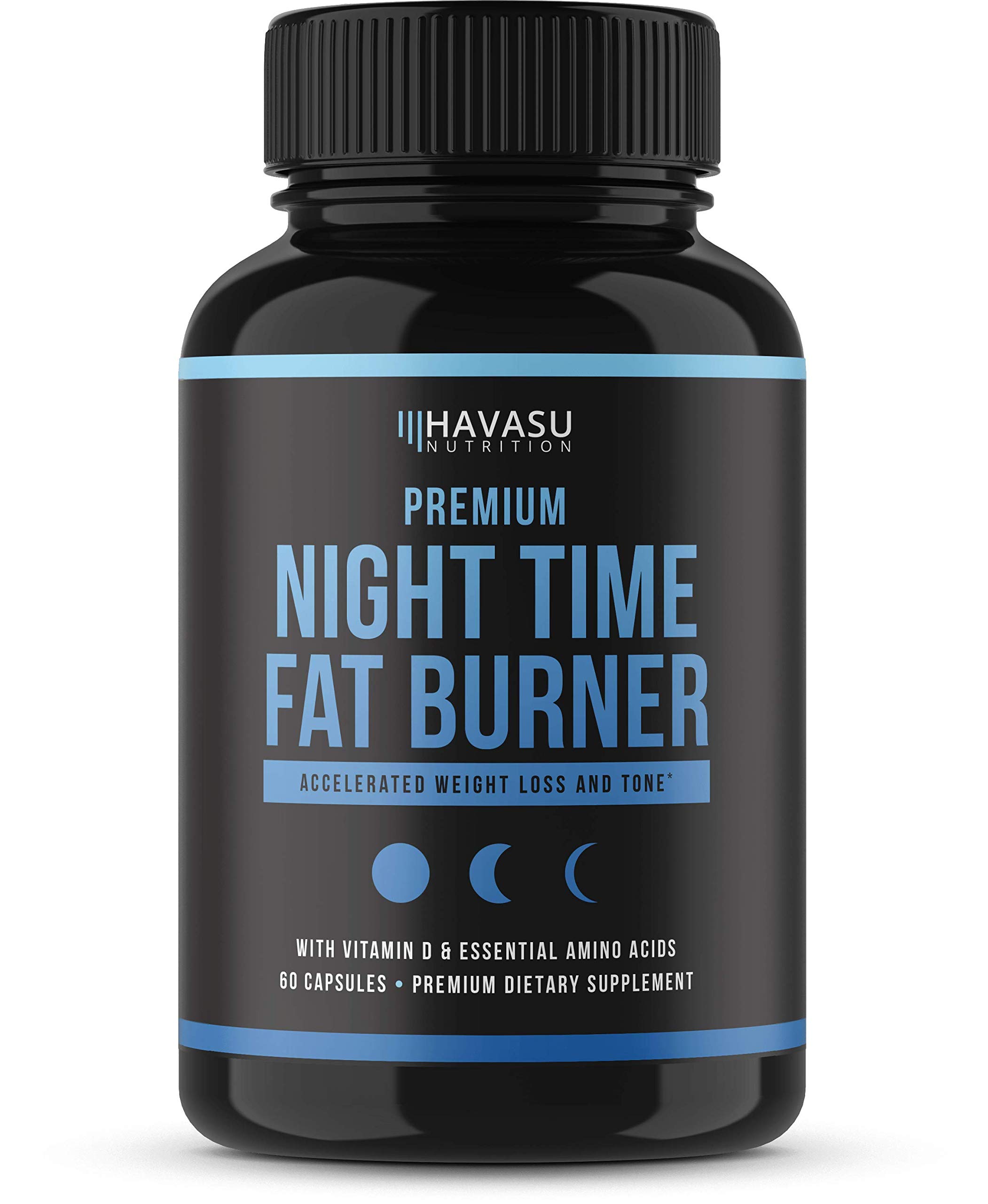 Book Cover Havasu Nutrition Premium Night Time Weight Loss Pills with Vitamin D, Green Coffee Bean Extract, White Kidney Bean Extract, L-Tryptophan, Melatonin- Non Habit Forming PM Fat Burner, 60 Capsules