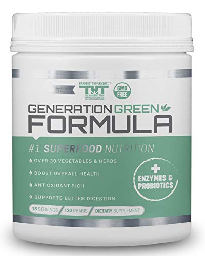 Generation Greens Powder | Organic Superfood Powder with Spirulina, Chlorella, Wheat Grass | 60 Powerful Super Foods, Probiotics, Enzymes | GMO Free (15 Servings, Original)