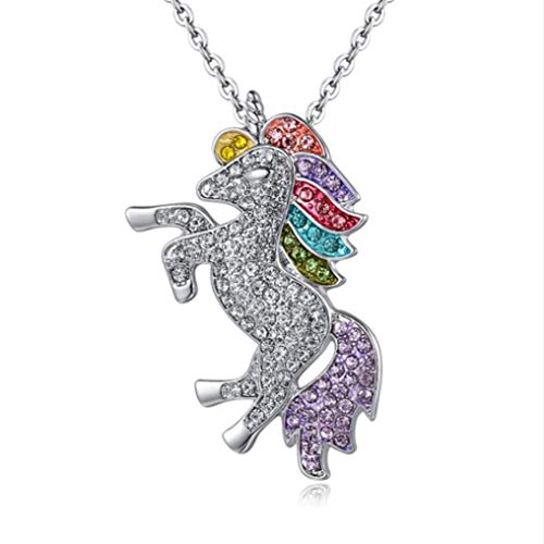 Book Cover Myhouse Beautiful Rhinestone Unicorn Necklace Sweater Chain for Women