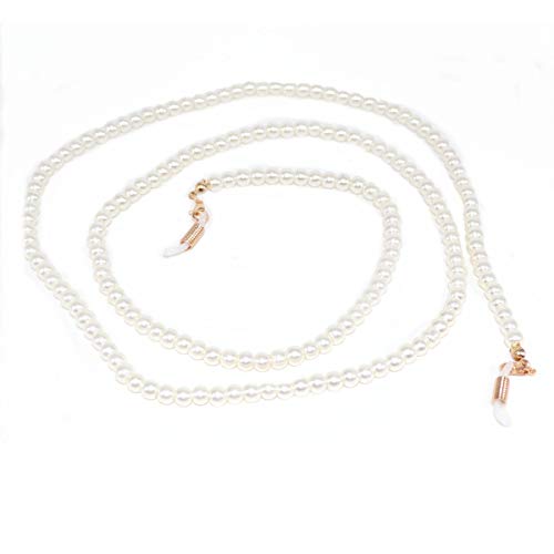 Beaded Eyeglass Chain Sunglasses Holder Strap Eyewear Retainer Lanyard (White Pearl)