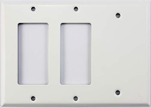 Smooth White 3 Gang Combo Wall Plate - 2 GFCI/Rocker Openings 1 Blank