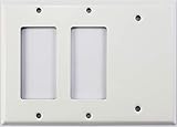 STEEL (Not Plastic) Smooth White 3 Gang Combo Wall Plate - 2 GFCI/Rocker Openings 1 Blank