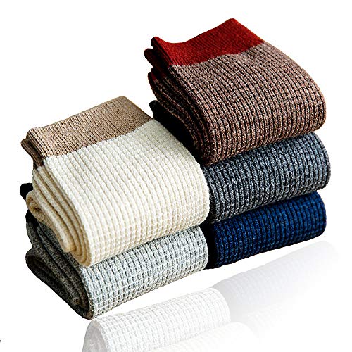 Ait fish Men's 100% Cotton Knitted Socks Dress and Casual & Mens All-season Crew Socks Pack of 5