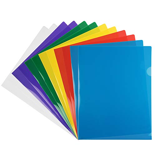 JAM PAPER Plastic Sleeves - Letter Size - 9 x 11 1/2 - Assorted Color Project Pockets - 12 Page Protectors/Pack