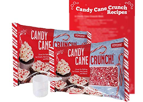 Candy Cane Peppermint Crunch - 2pk 10oz Bags, 1 Plastic Scoop, & 1 Recipe Card - Crushed Peppermint Candy Canes Topping - Christmas Candy Dessert Topping