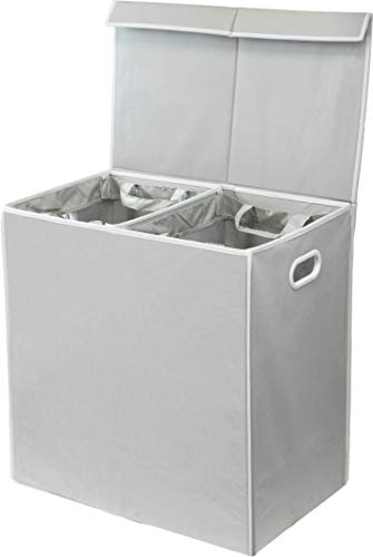 Book Cover Simplehouseware Double Laundry Hamper with Lid and Removable Laundry Bags, Grey