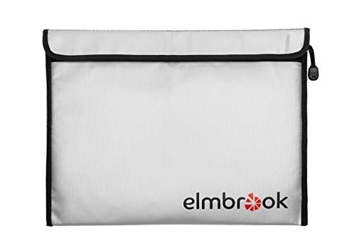 Book Cover Elmbrook Fireproof Document Bag | Store Your Passport, Credit Cards, Financial Statements, More | 100% Silicone Grade Fireproof with Zipper Closure for Reliability