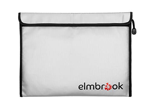 Elmbrook Fireproof Document Bag | Store Your Passport, Credit Cards, Financial Statements, More | 100% Silicone Grade Fireproof with Zipper Closure for Reliability