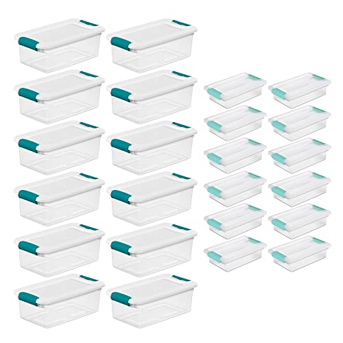 Sterilite 6 Qt Stackable Storage Box Container & Small File Clip Box (12 Each)